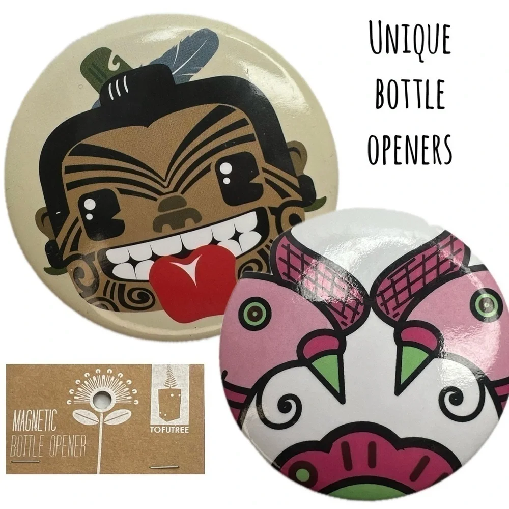 Tofutree Warrior Kia Ora Girl amd Chicken Design Tiki Island Bottle Openers
